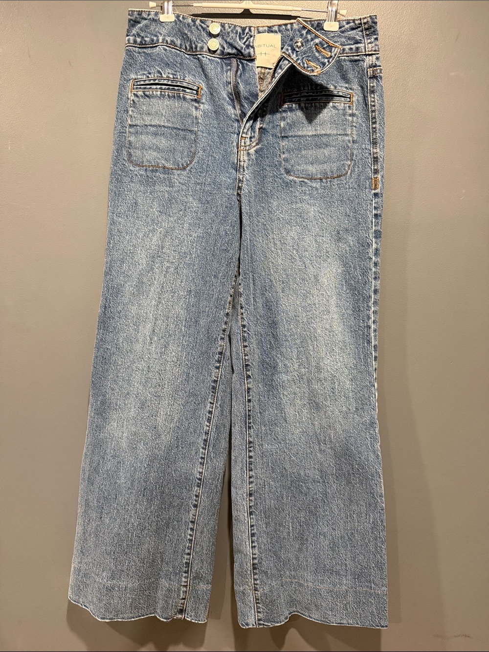 Habitual High Rise Utility Wide Leg Jeans Medium Wash Size 6/28
